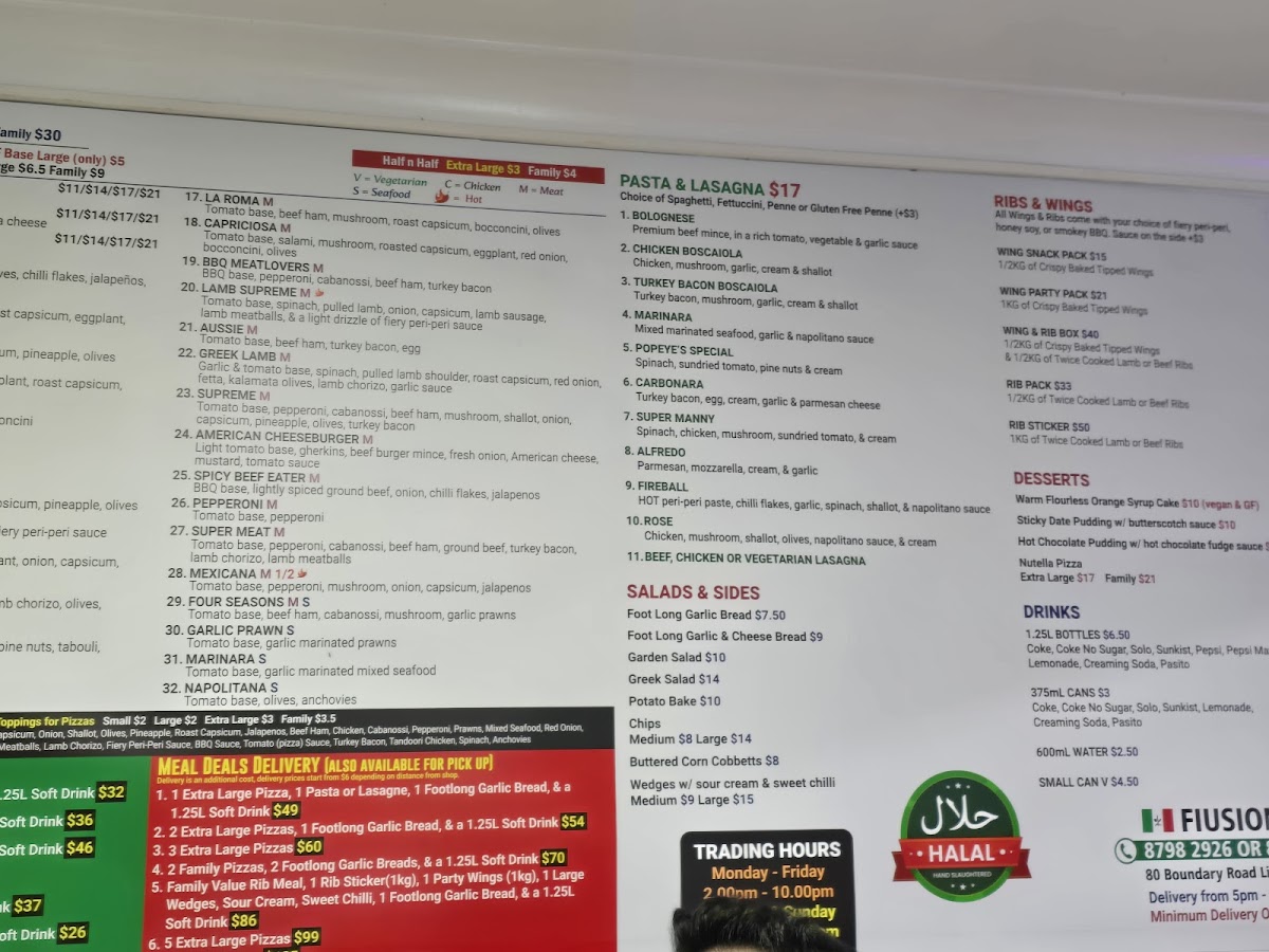 Menu Fiusion Pizza & More Liverpool-5