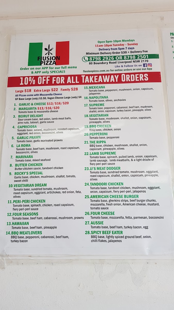 Menu Fiusion Pizza & More Liverpool-6