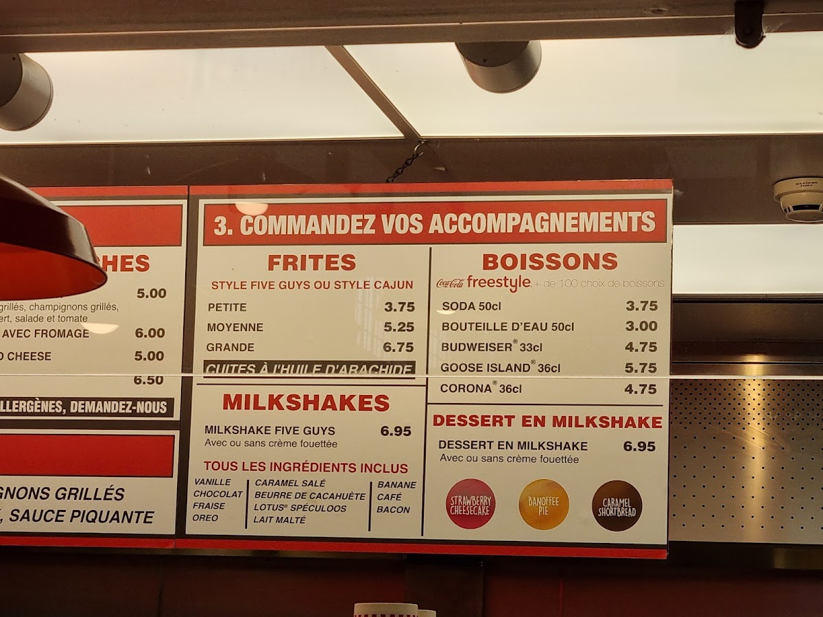 Menu Five Guys Burgers And Fries Gare Du Nord-2