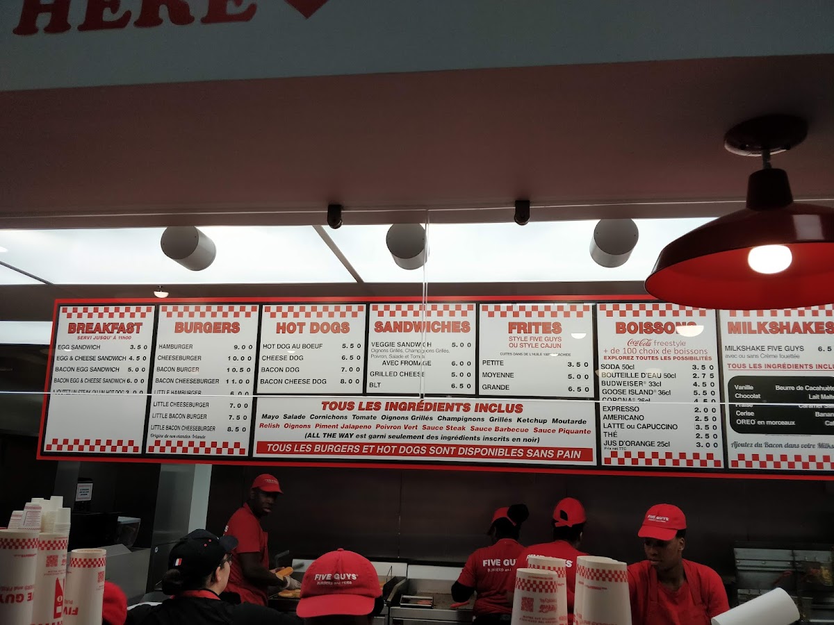 Menu Five Guys Burgers And Fries Gare Du Nord-7