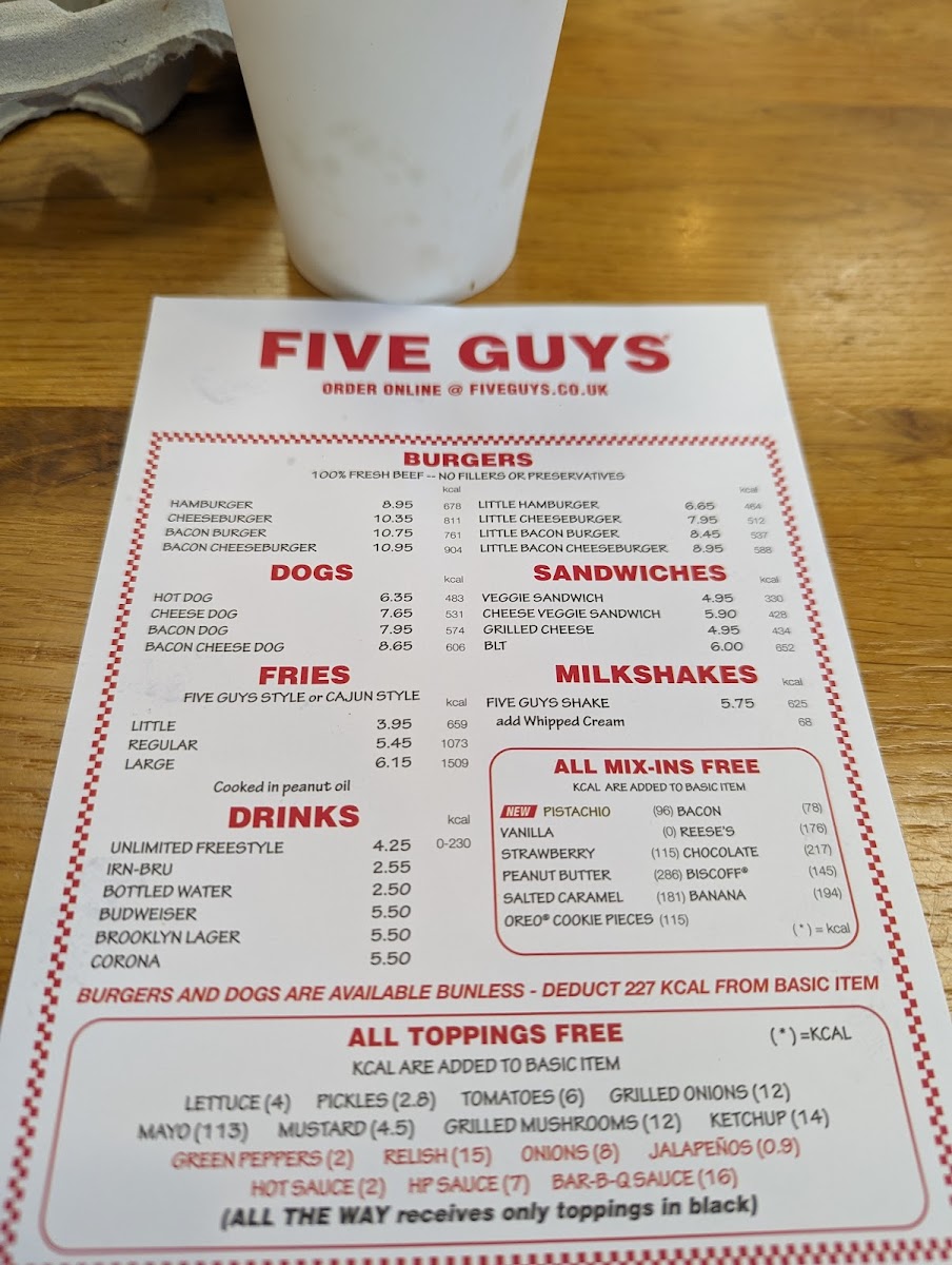 Menu Five Guys Burgers And Fries Glasgow Fort-1