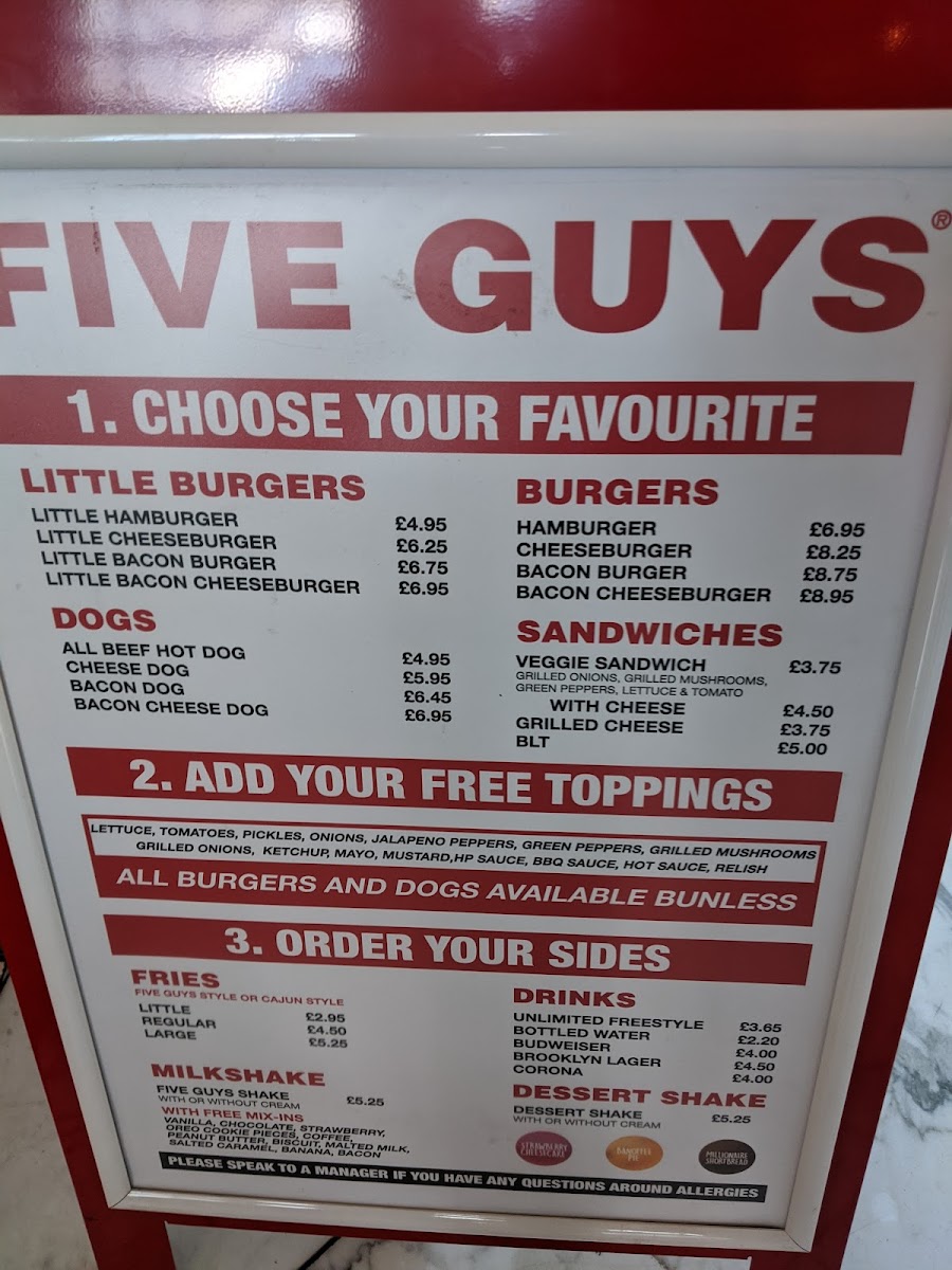 Menu Five Guys Burgers And Fries Trafford Centre-5