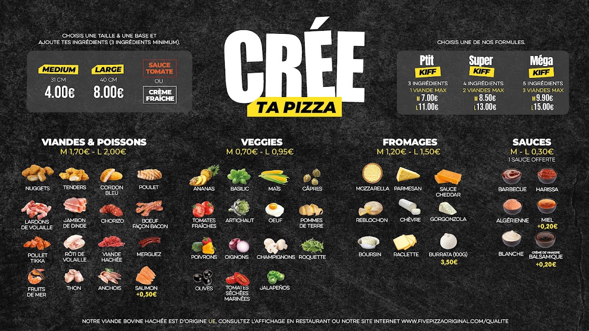 Menu Five Pizza Original - Bobigny-1
