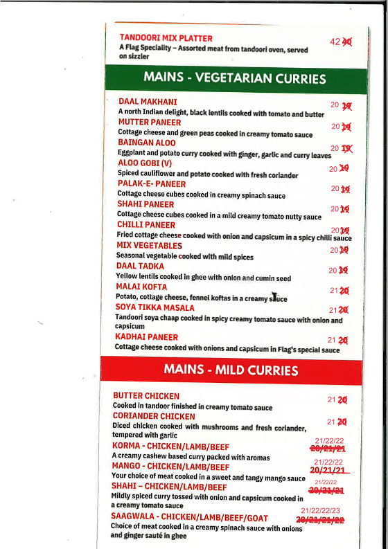 Menu Flag Of India Restaurant-1