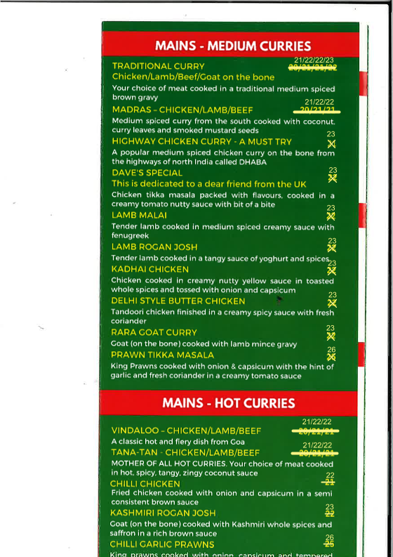 Menu Flag Of India Restaurant-5