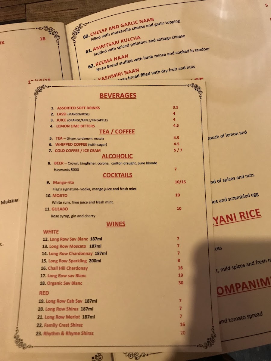 Menu Flag Of India Restaurant-8