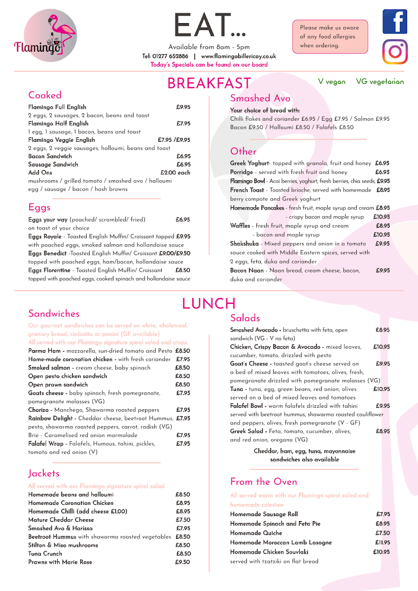 Menu Flamingo Billericay-2
