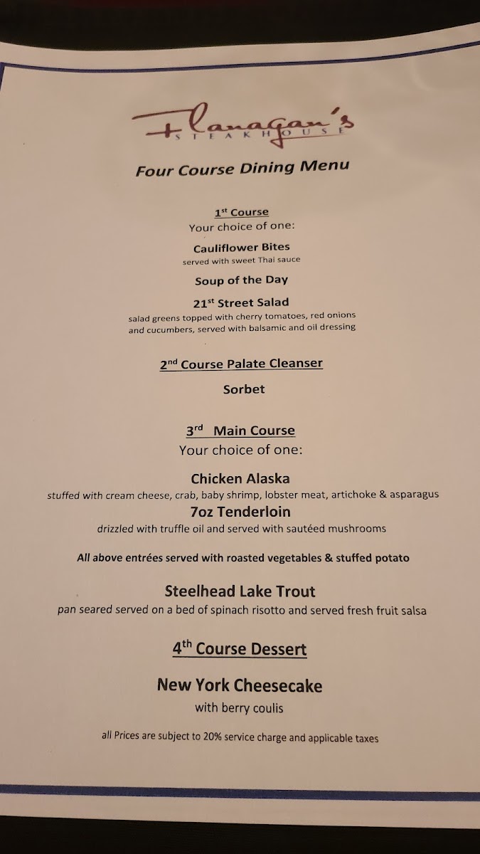 Menu Flanagan's Steakhouse-1