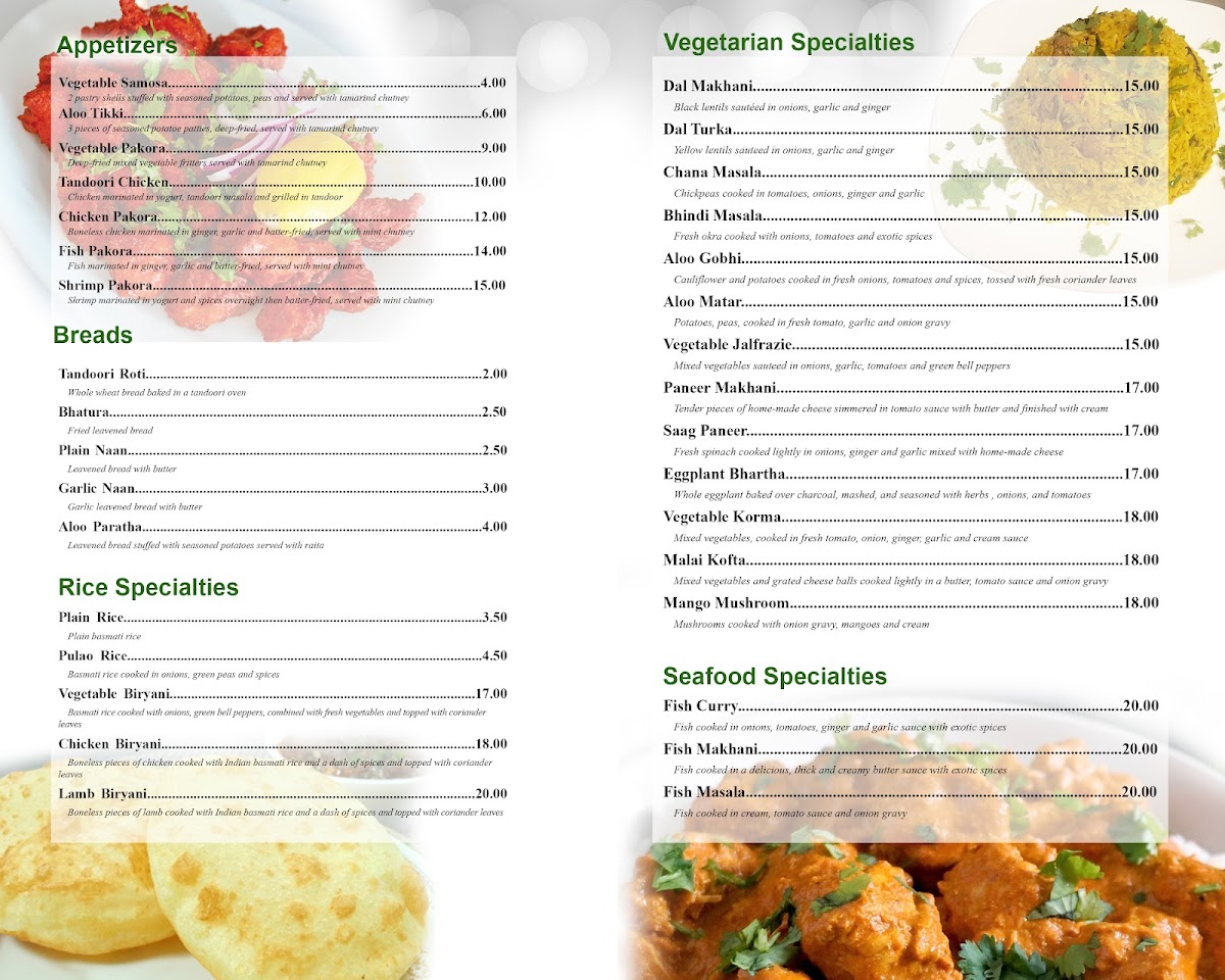 Menu Flavors Of India-1