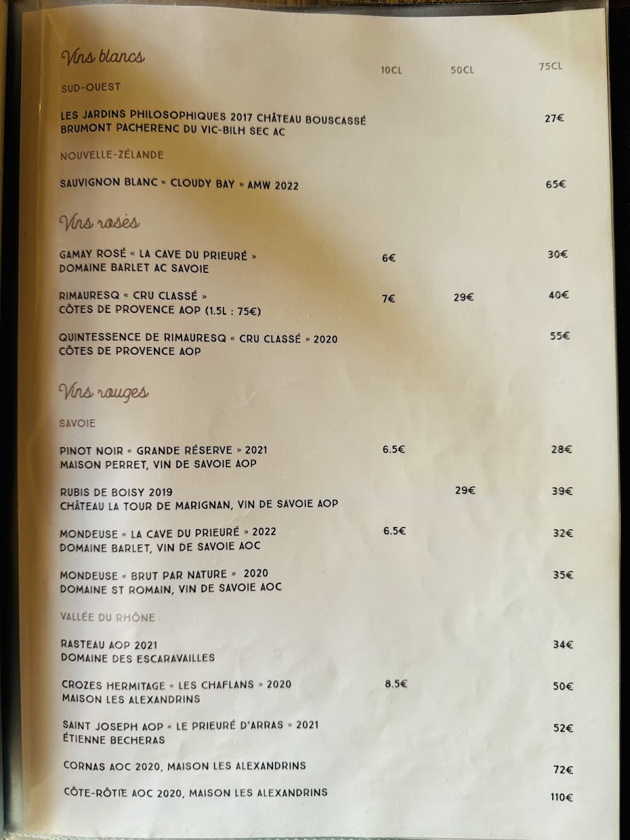 Menu Florès