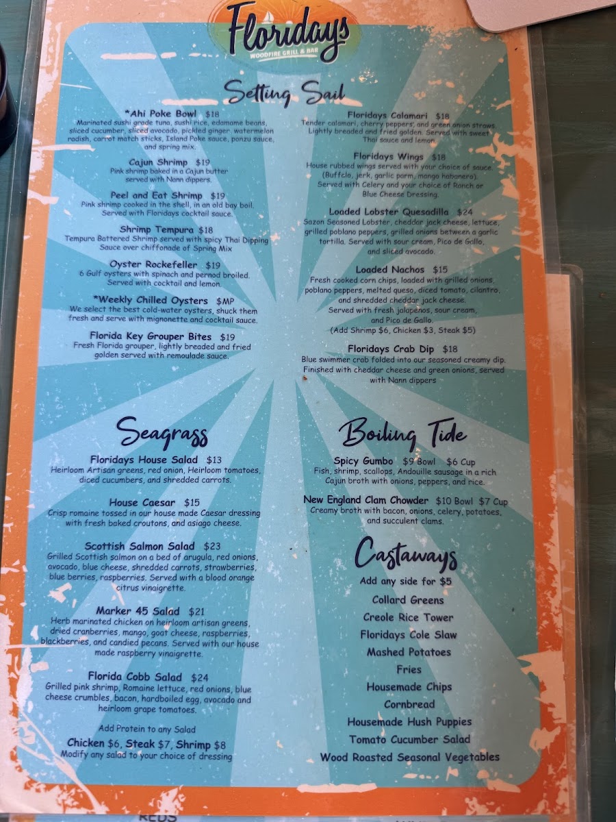 Menu Floridays Woodfire Grill & Bar-1