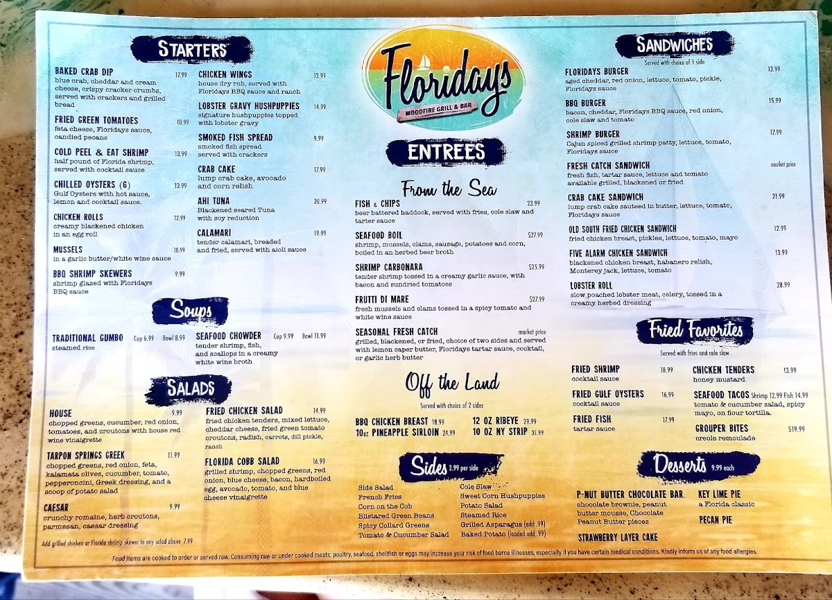 Menu Floridays Woodfire Grill & Bar-3