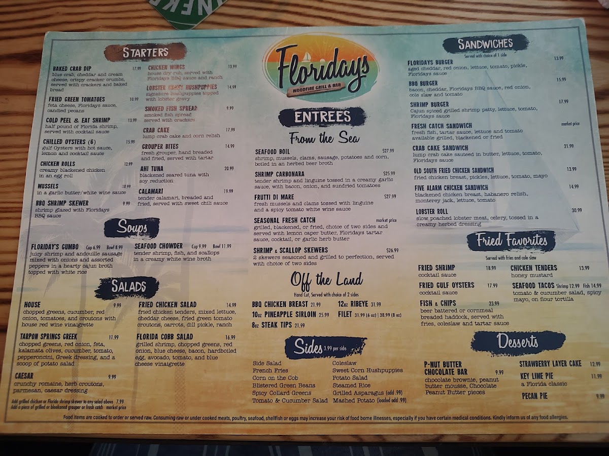 Menu Floridays Woodfire Grill & Bar-8