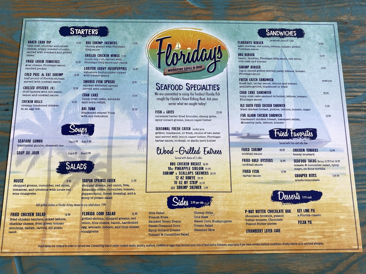 Menu Floridays Woodfire Grill & Bar-9