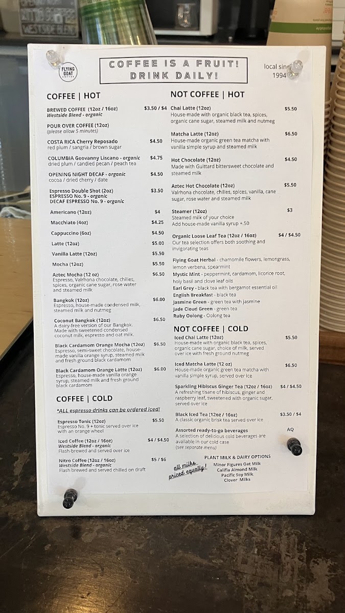 Menu Flying Goat Coffee-1