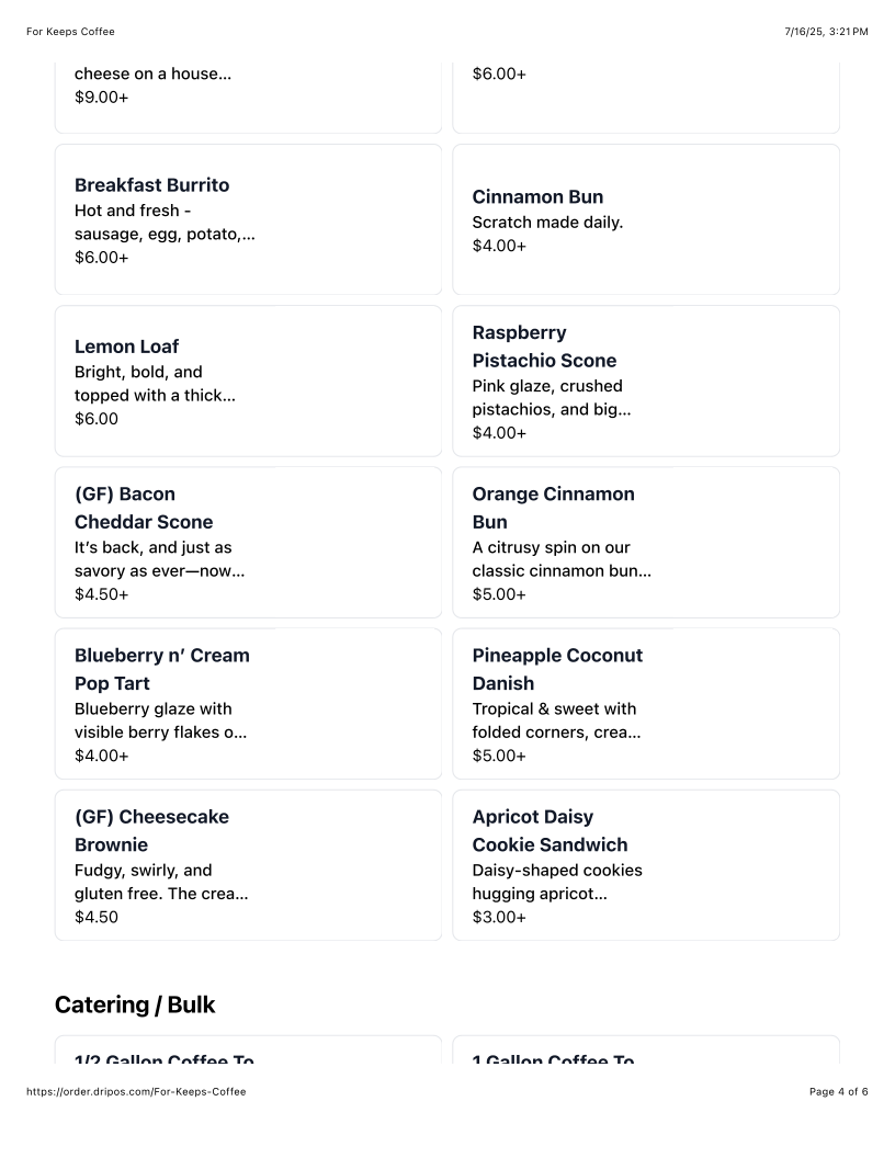 Menu For Keeps Coffee & Bakery-1