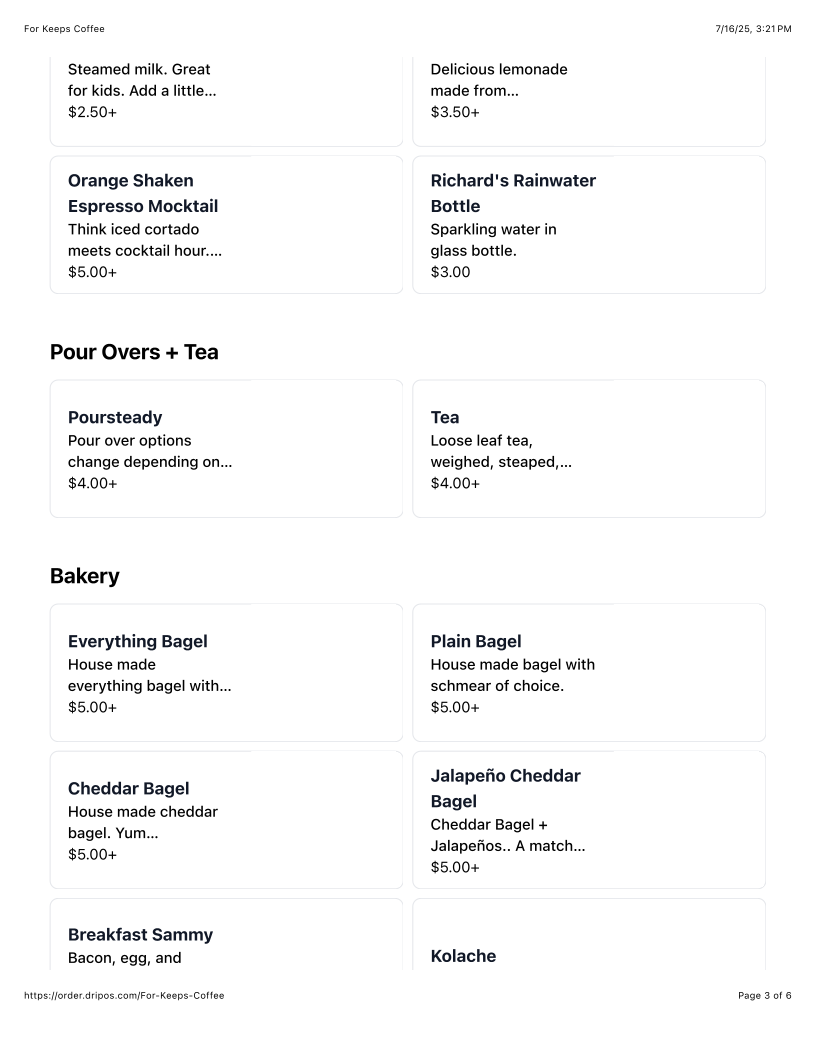 Menu For Keeps Coffee & Bakery-3