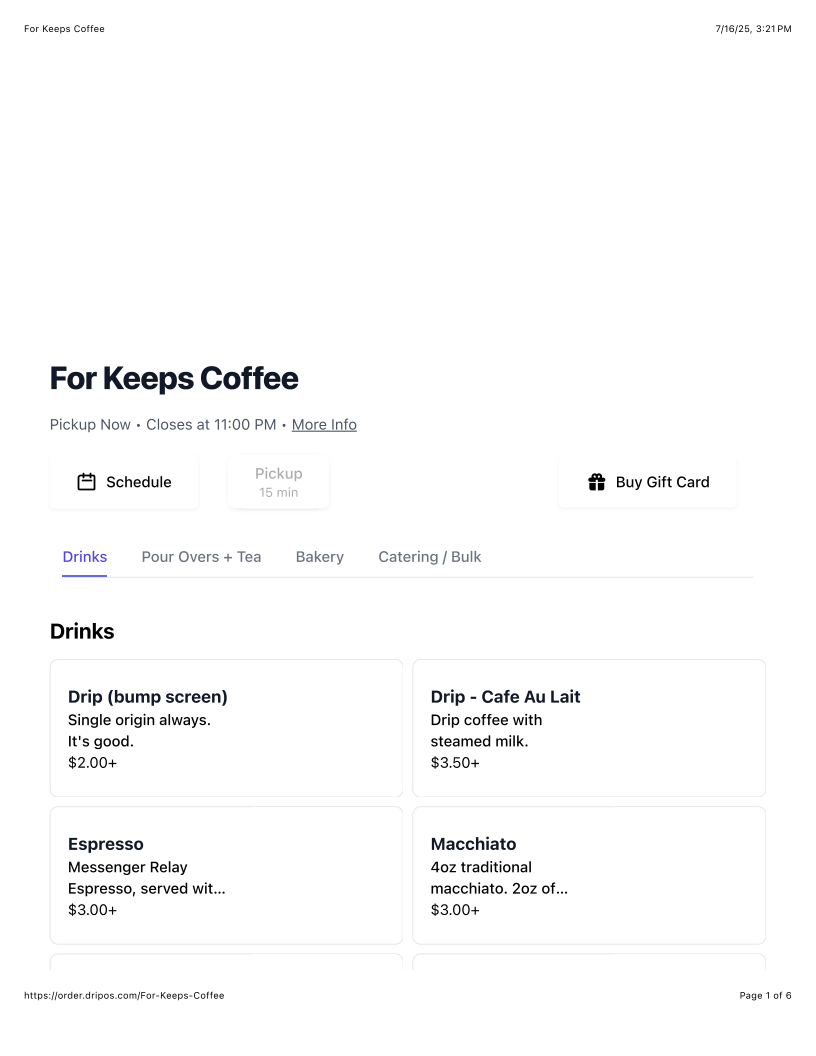 Menu For Keeps Coffee & Bakery-7