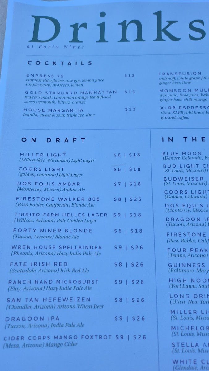 Menu Forty Niner - Rincon Mountain Grill-2