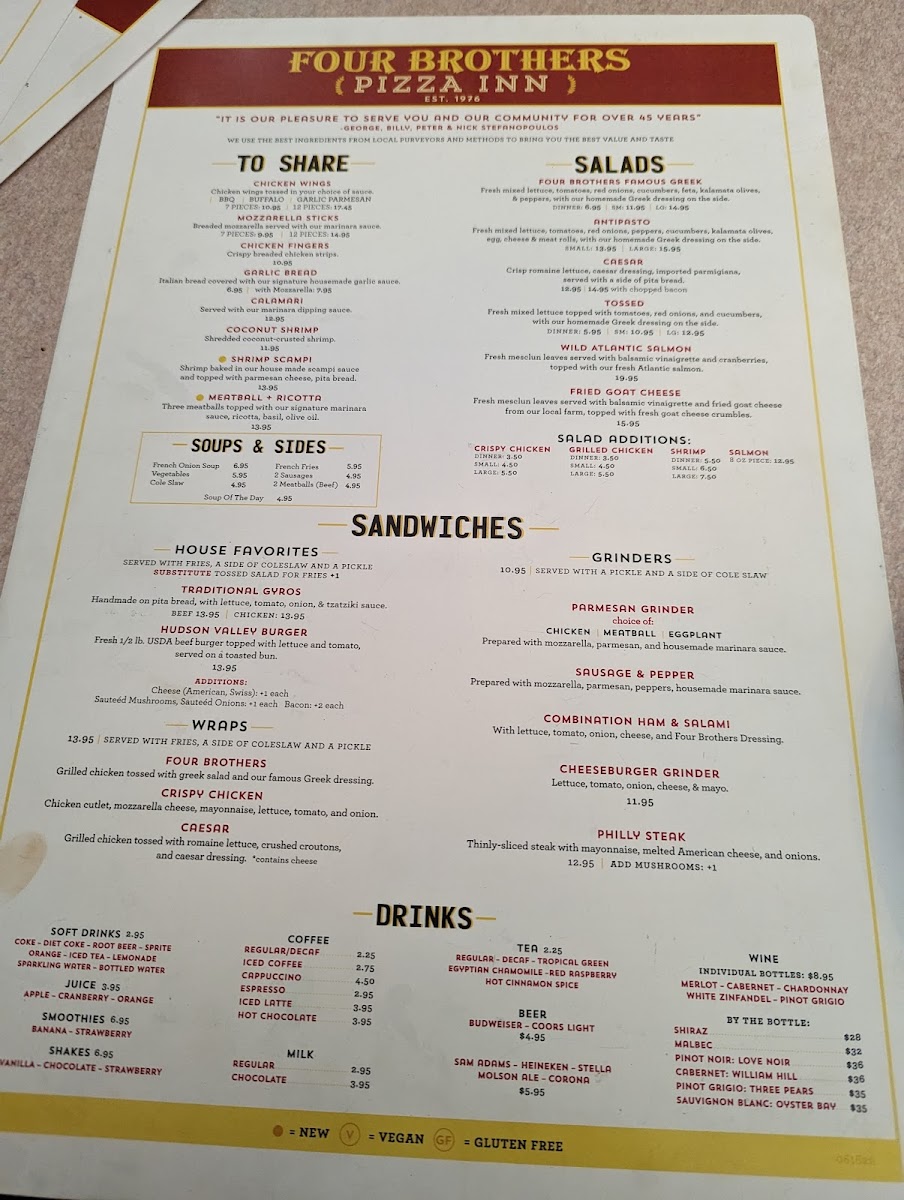 Menu Four Brothers Pizza Inn-10