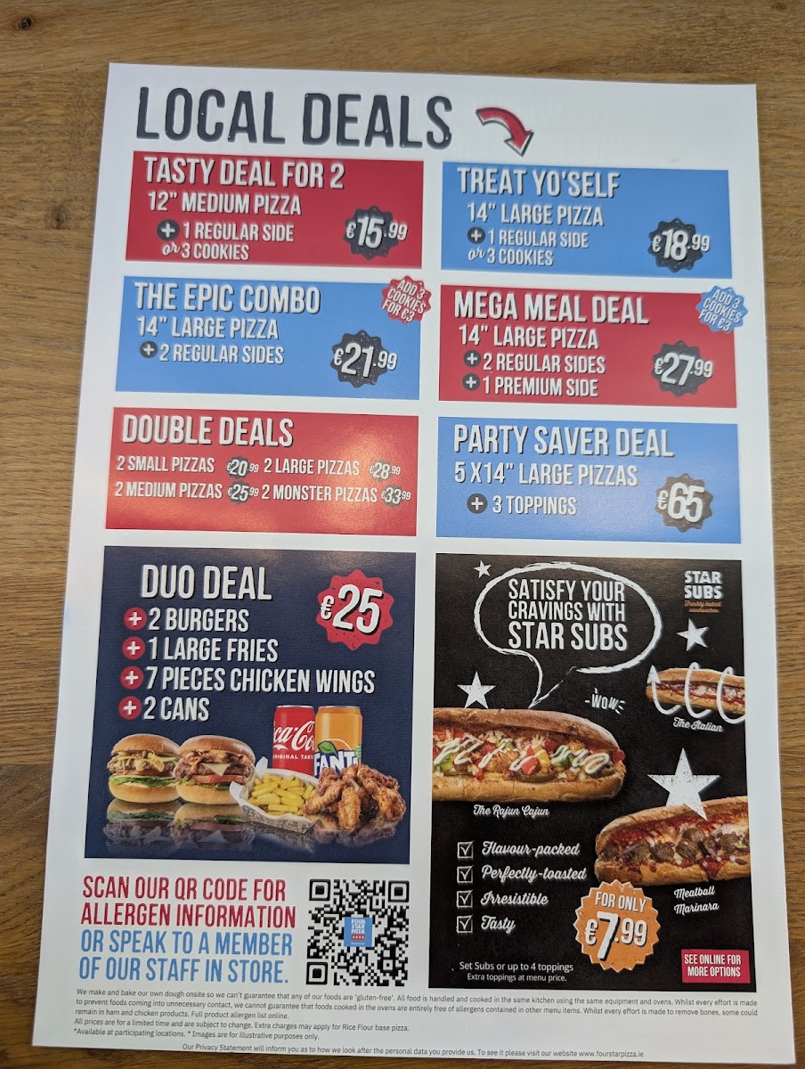 Menu Four Star Pizza Limerick-1