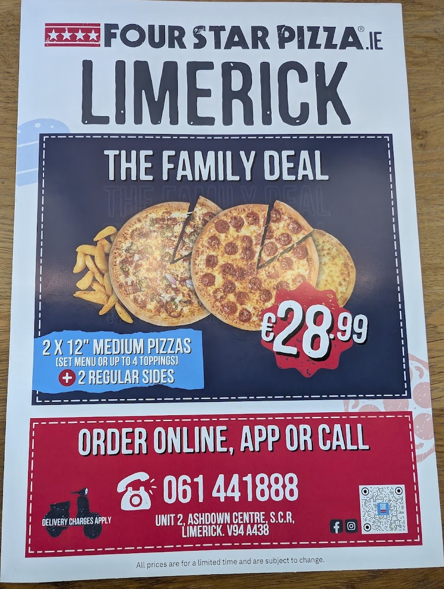 Menu Four Star Pizza Limerick-4