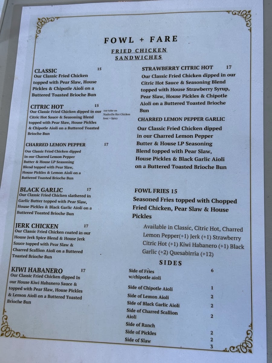 Menu Fowl + Fare-2
