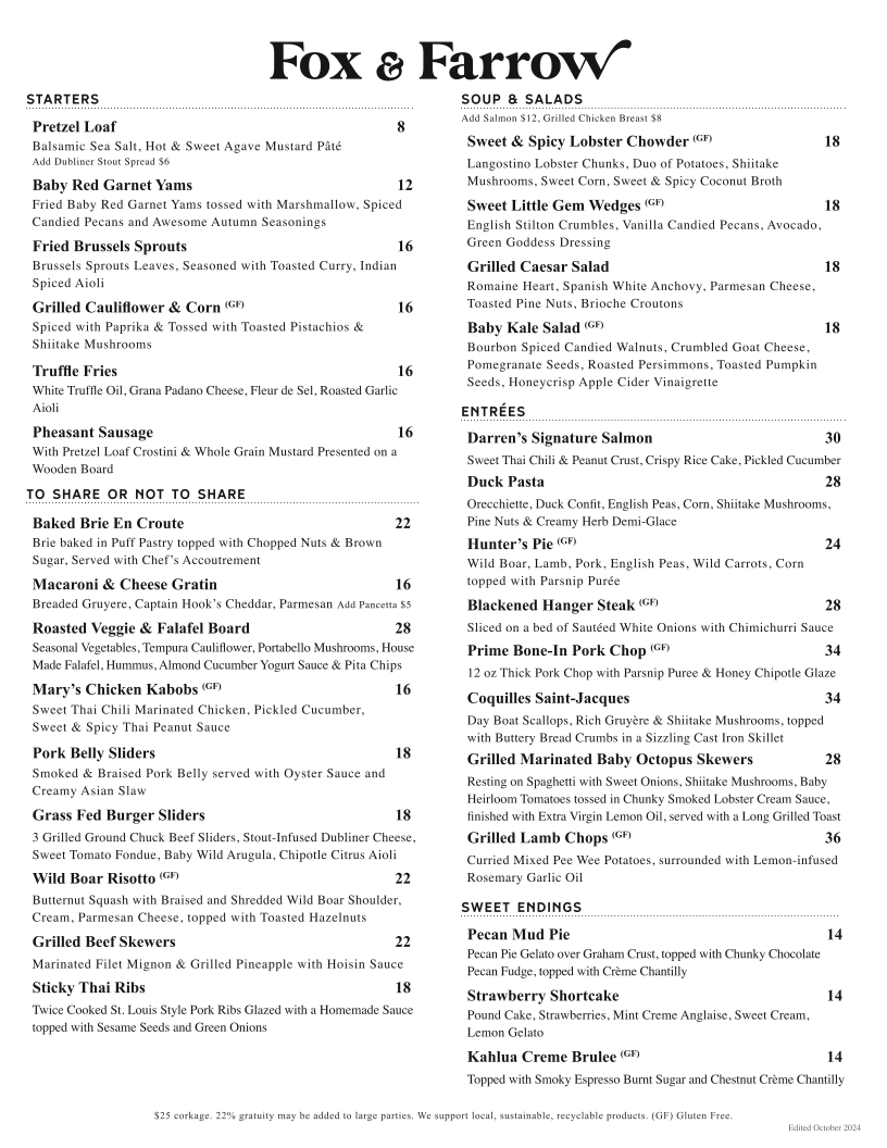 Menu Fox And Farrow-5