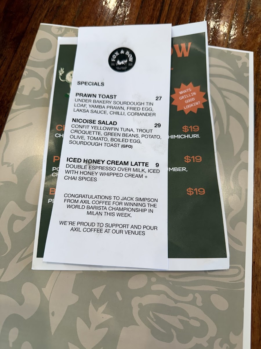 Menu Fox & Bow - Farrer-2