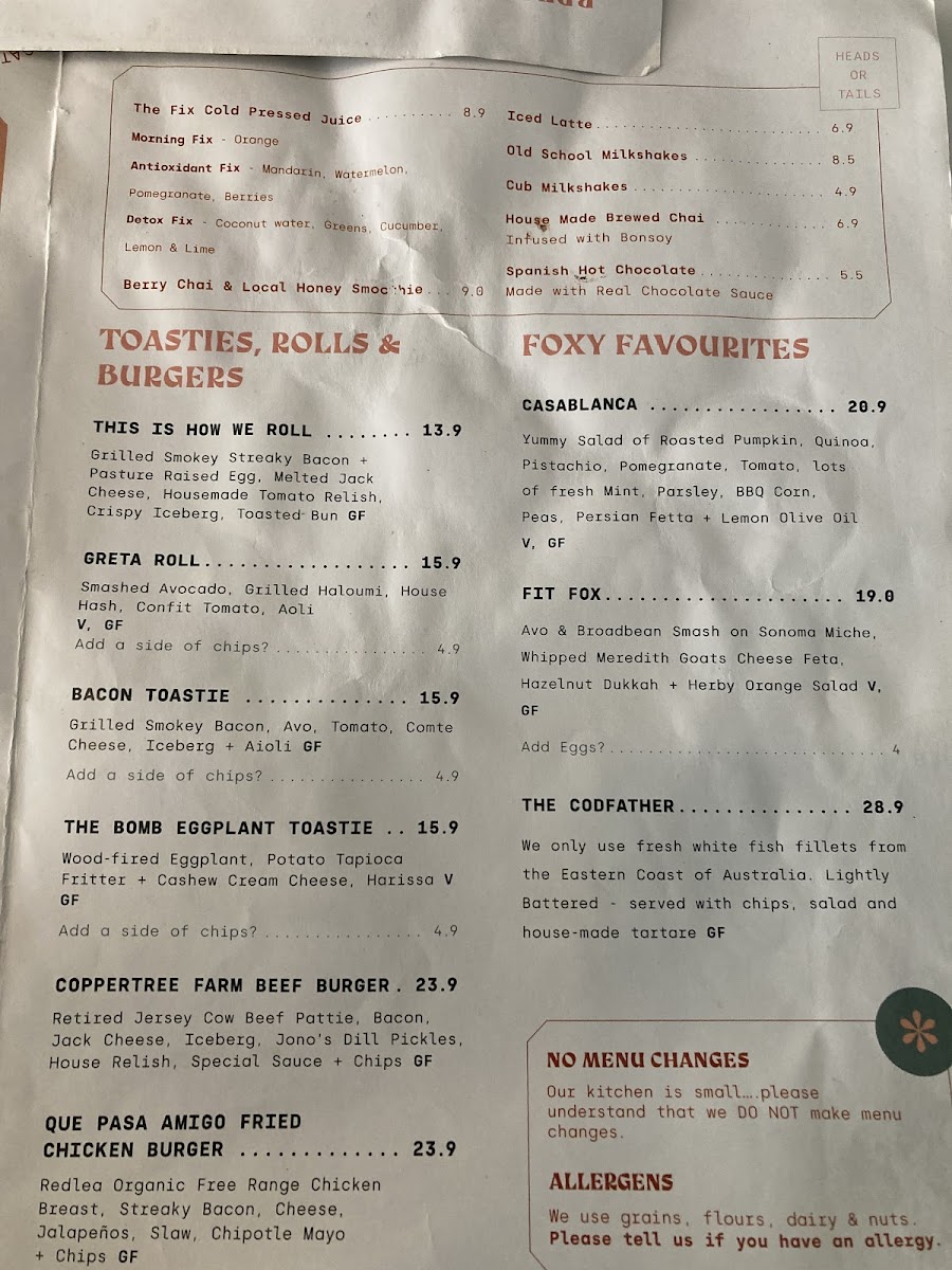 Menu Fox & Bow - Farrer-5