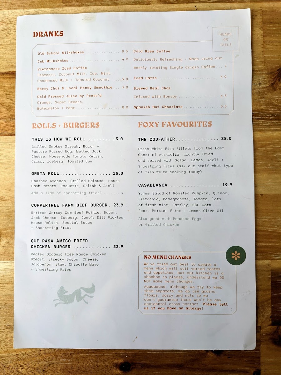 Menu Fox & Bow - Farrer-6