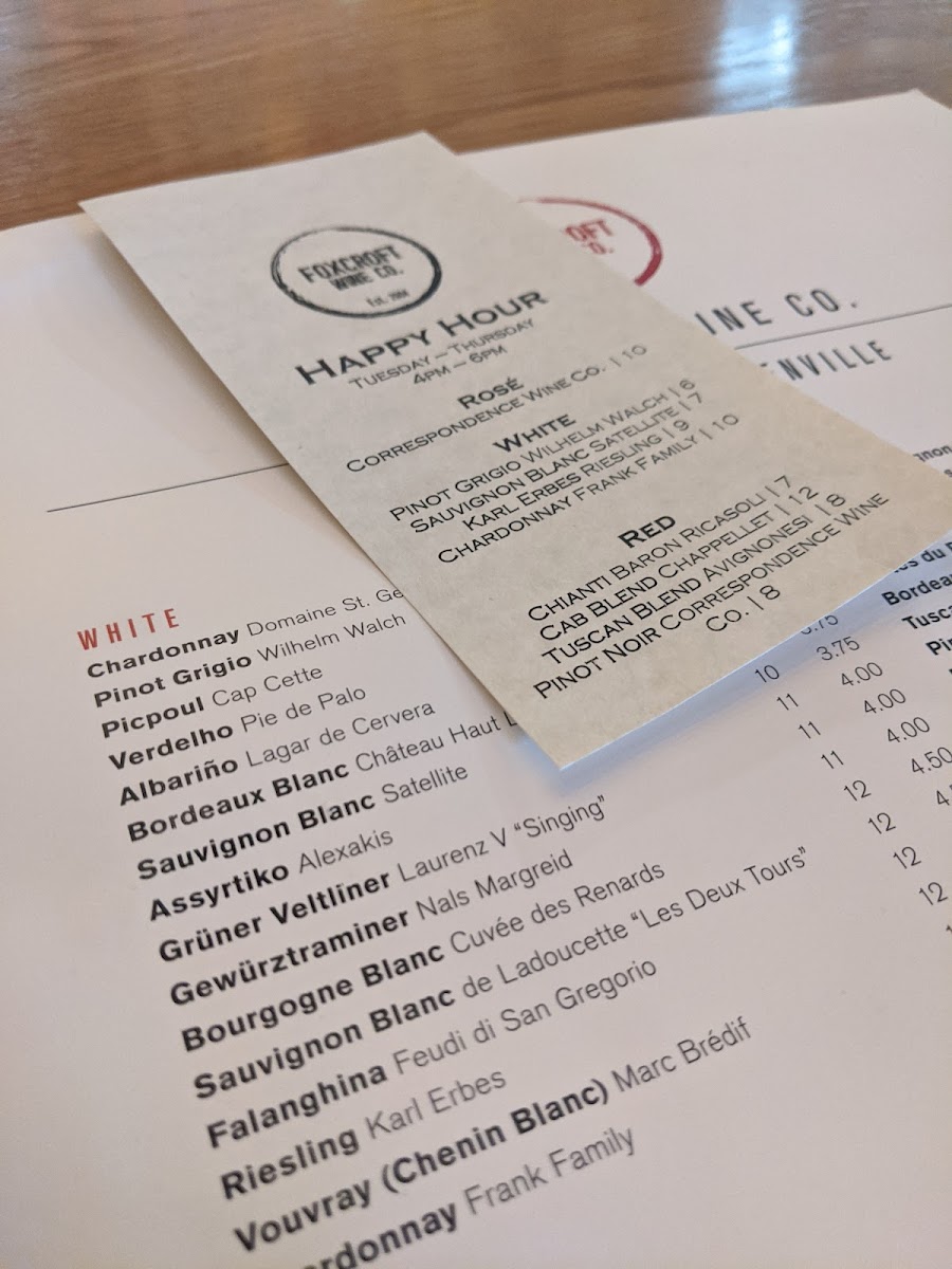 Menu Foxcroft Food & Wine - Greenville-5