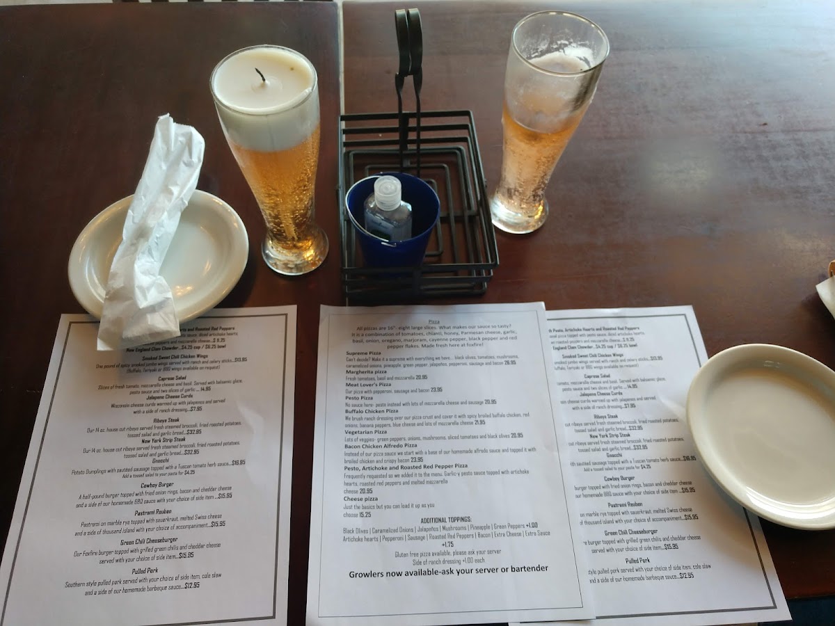 Menu Foxfire At Alpine-1