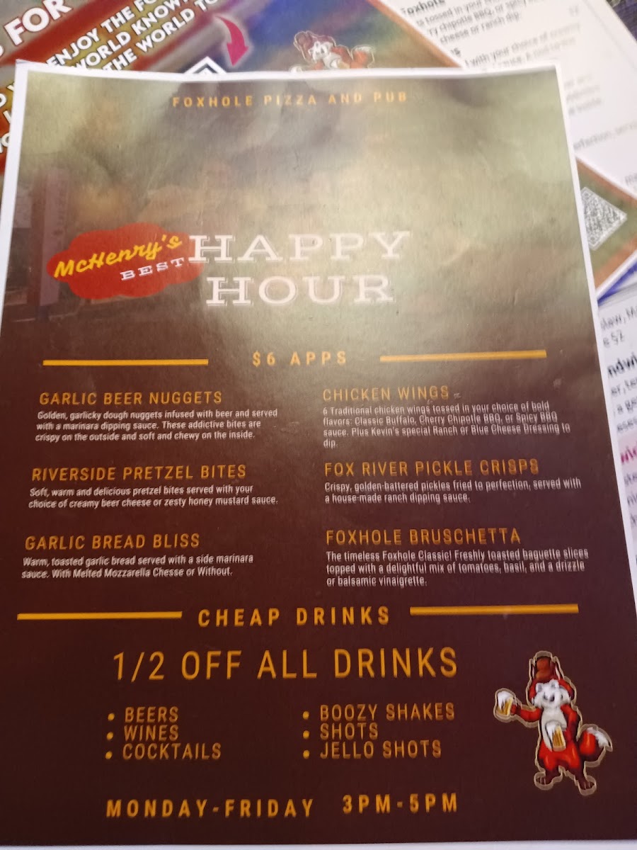 Menu Foxhole Pizza And Pub-10