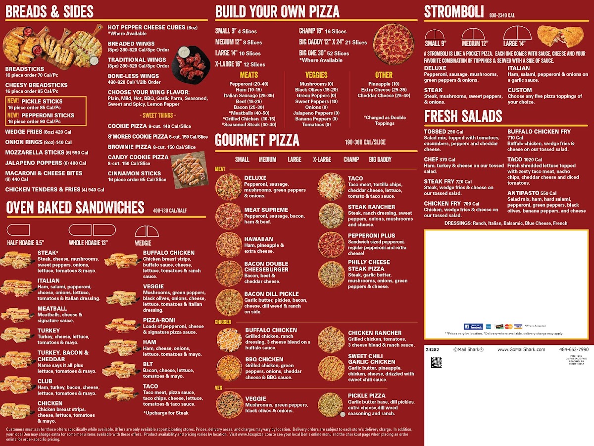 Menu Fox's Pizza Den - Mckees Rocks-1