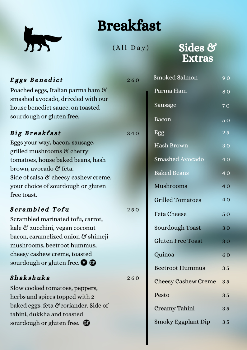 Menu Foxxy's Restaurant & Café-2