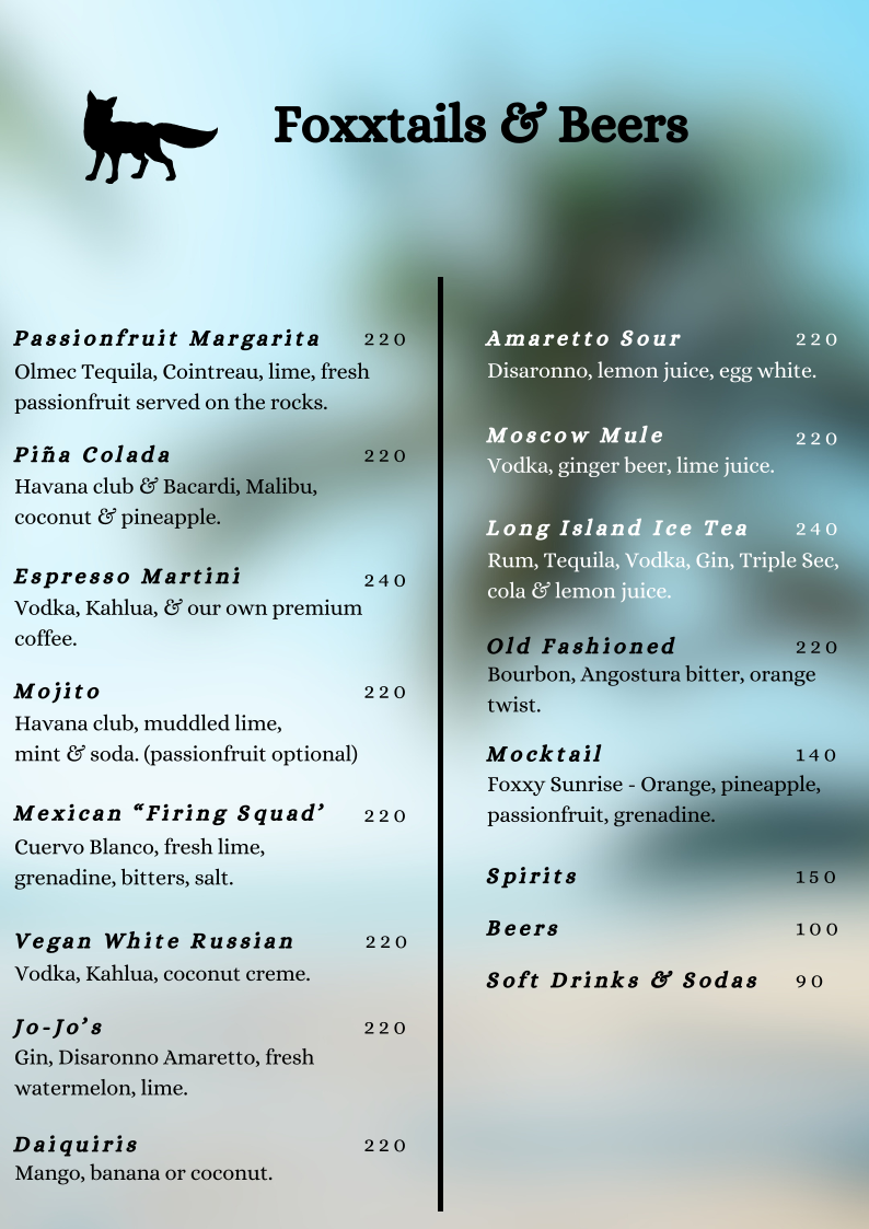 Menu Foxxy's Restaurant & Café-5