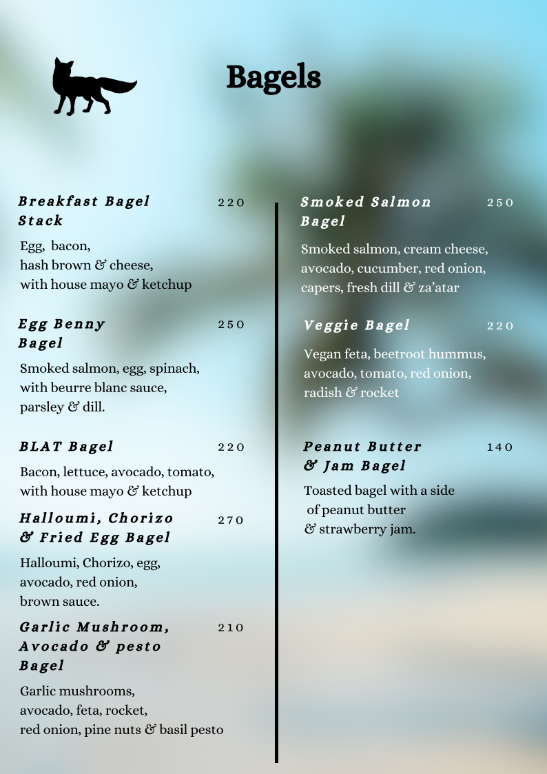 Menu Foxxy's Restaurant & Café-9