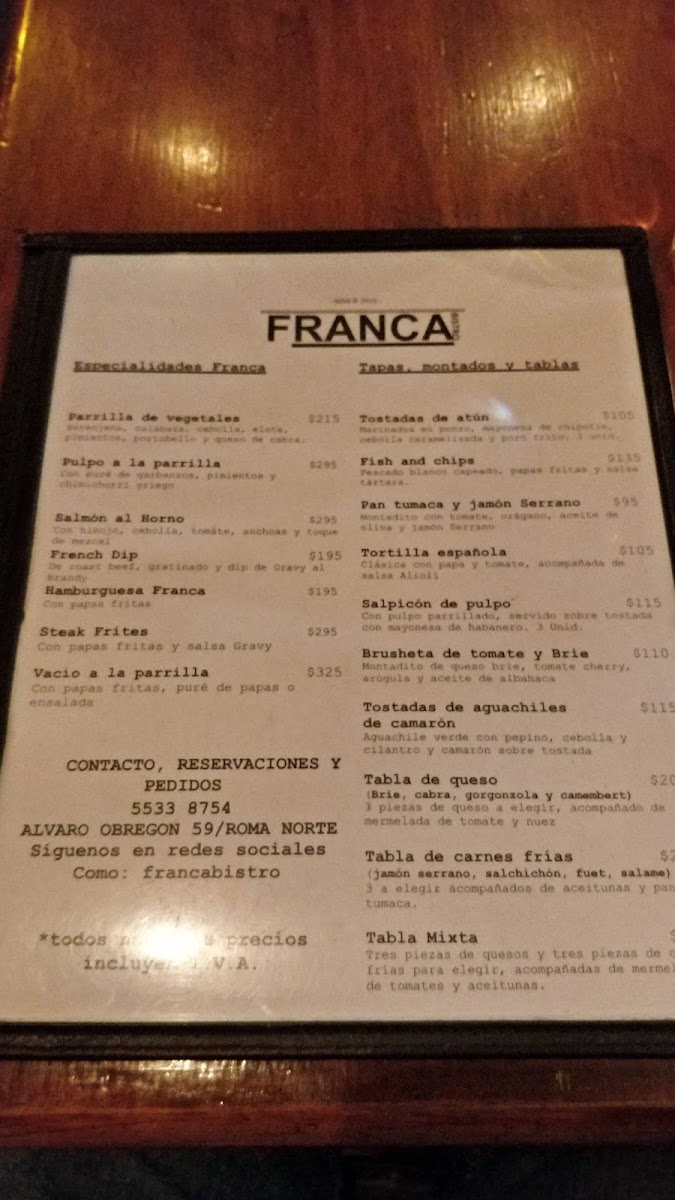Menu Franca Bistro-9