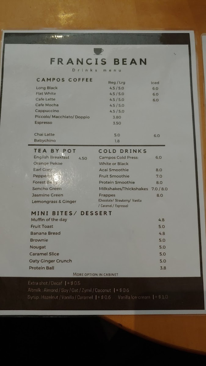 Menu Francis Bean-1