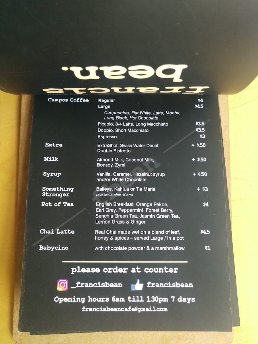 Menu Francis Bean-4