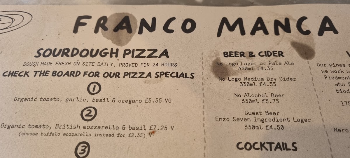 Menu Franco Manca East Dulwich-2