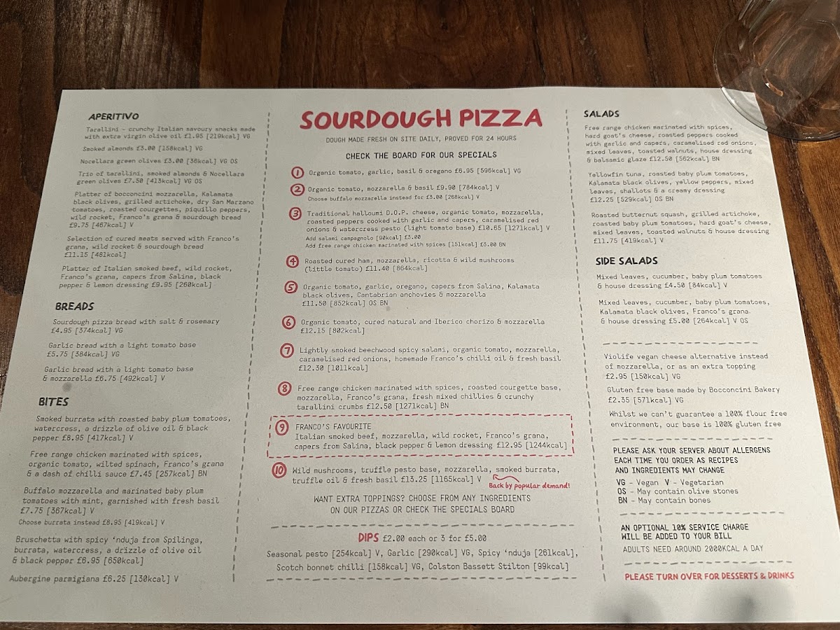Menu Franco Manca King Street Manchester-1