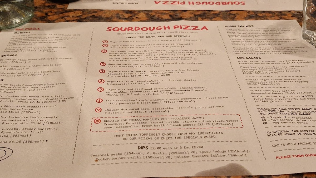 Menu Franco Manca King Street Manchester-5