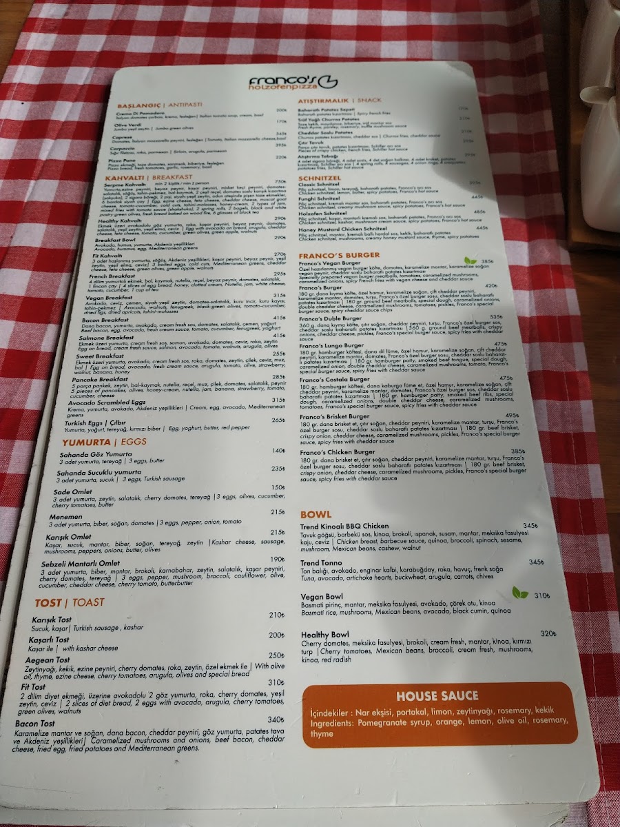 Menu Franco's Pizza Kaleiçi-4