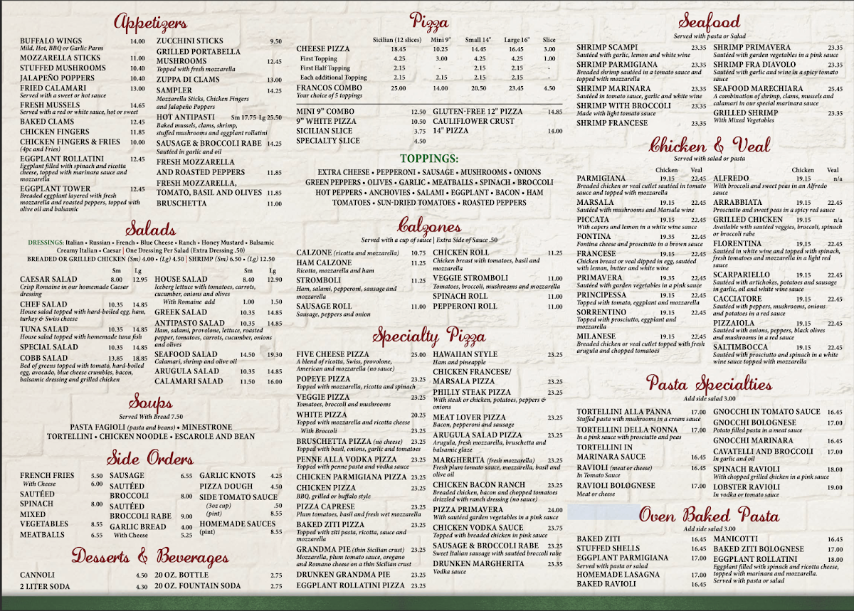 Menu Franco’S Pizza - Livingston-2