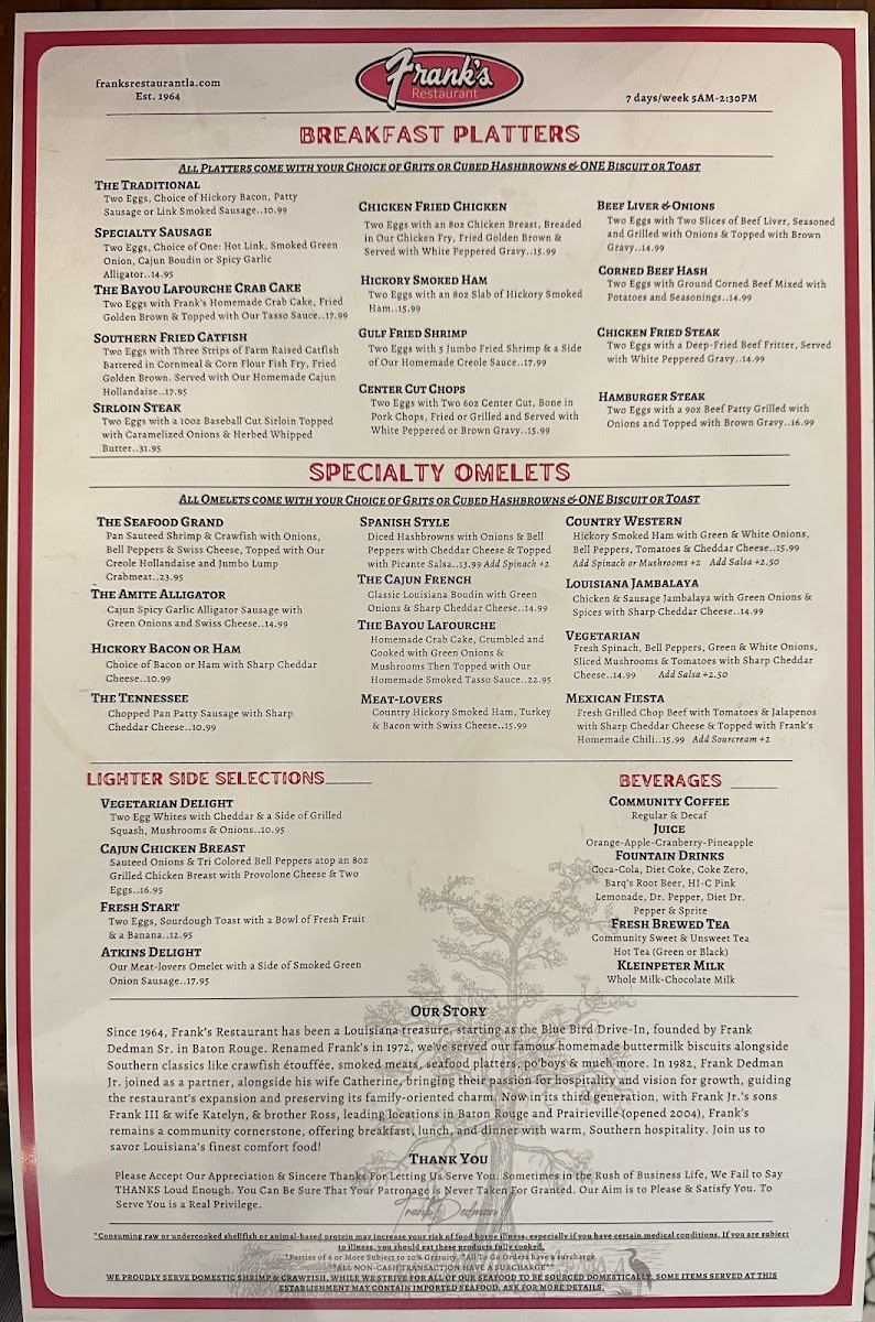 Menu Frank's Restaurant-Baton Rouge-1