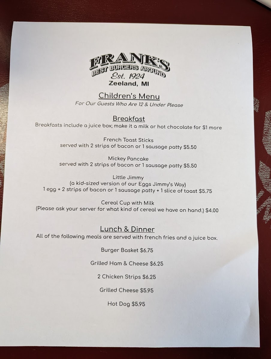 Menu Frank's Restaurant-2