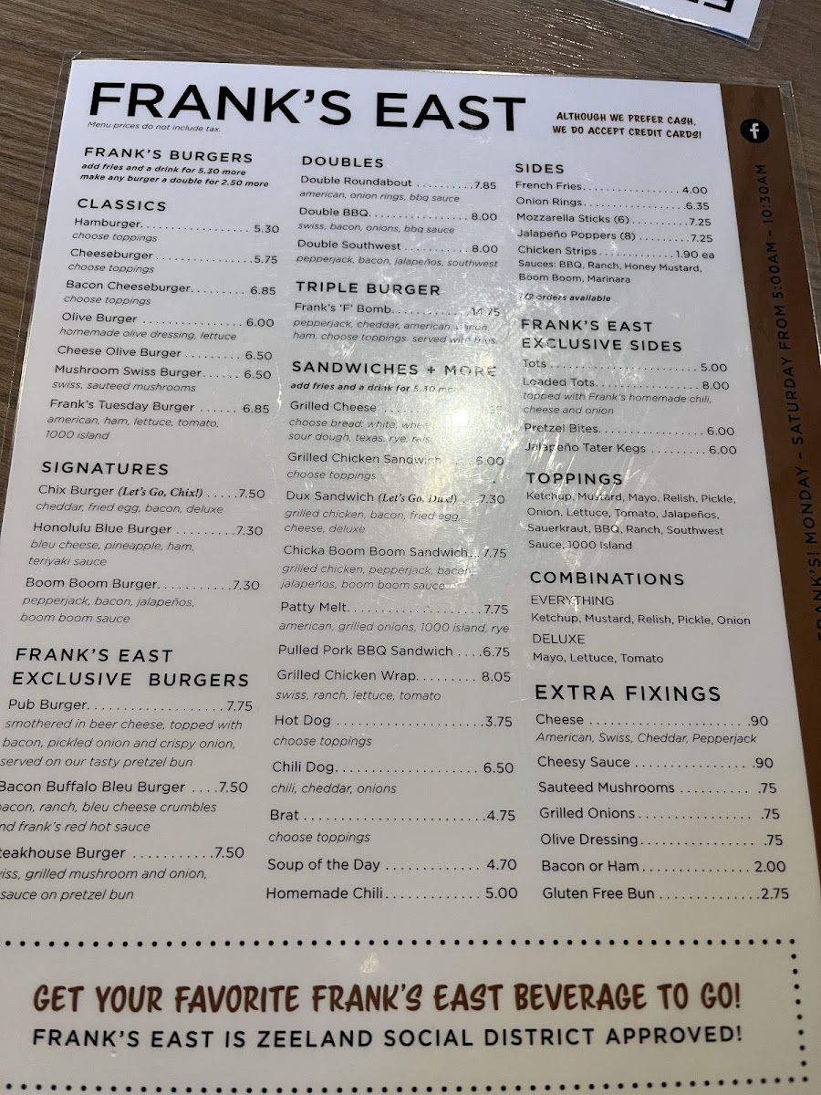 Menu Frank's Restaurant-7