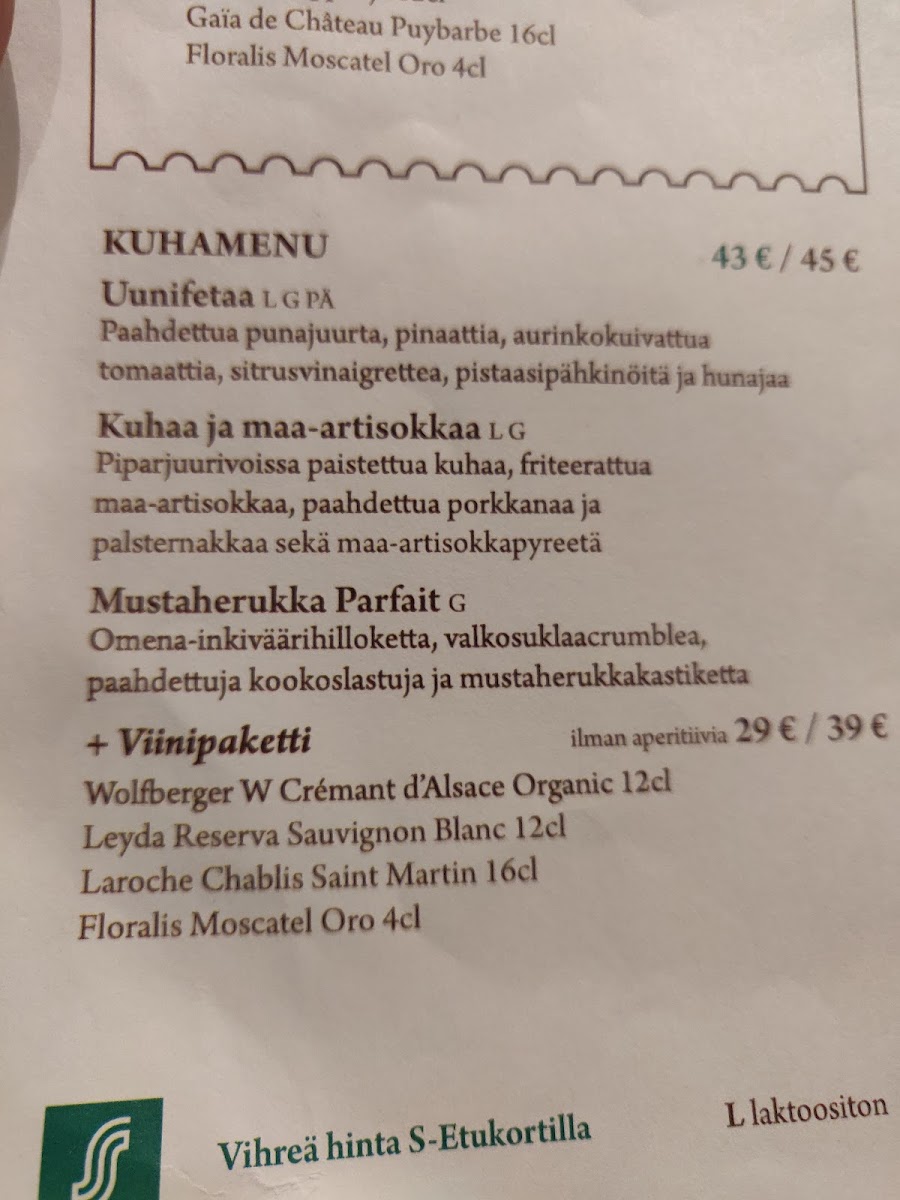 Menu Frans & Sophie, Kuopio-1